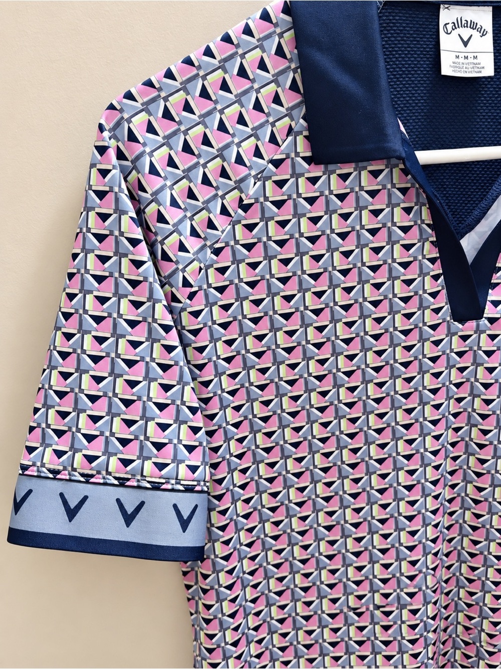 Callaway Pink & Navy Geometric-Print Golf Polo - Picture 4 of 4